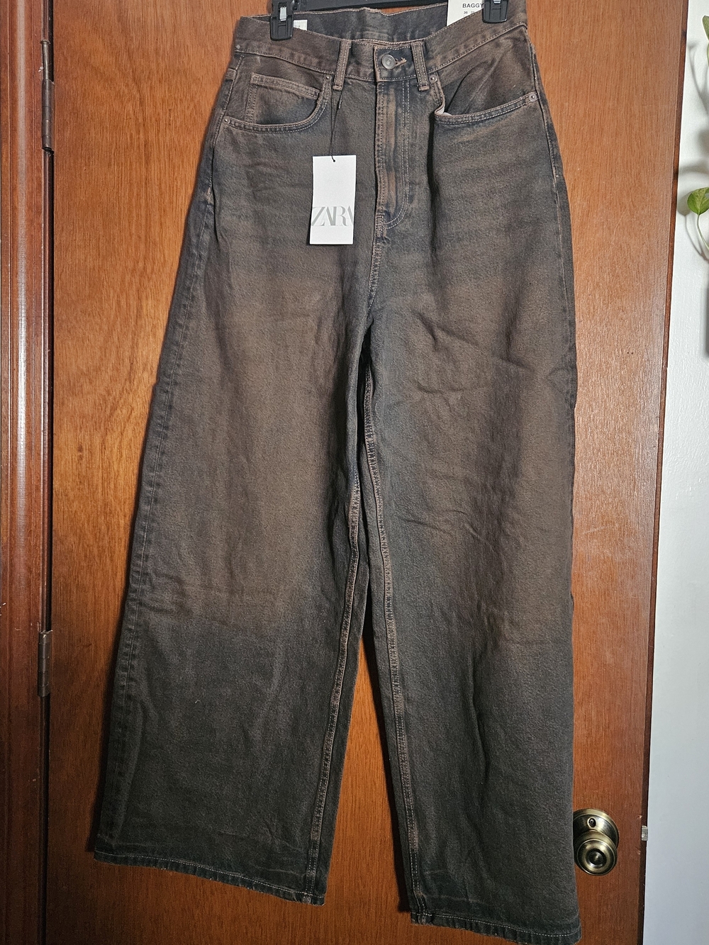 Zara Wide Leg Jeans in Washed Brown